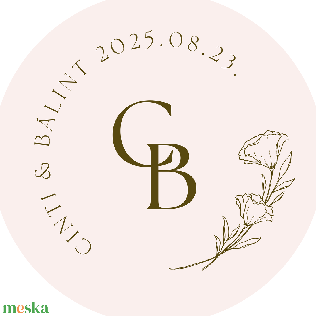 Esküvői matrica púderrózsaszín alapon virágos monogram - esküvő - meghívó & kártya - meghívó - Meska.hu Esküvői matrica púderrózsaszín alapon virágos monogram - esküvő - meghívó & kártya - meghívó - Meska.hu