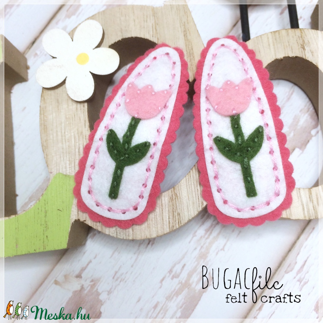 Tulipános  filc hajcsat -  - Meska.hu