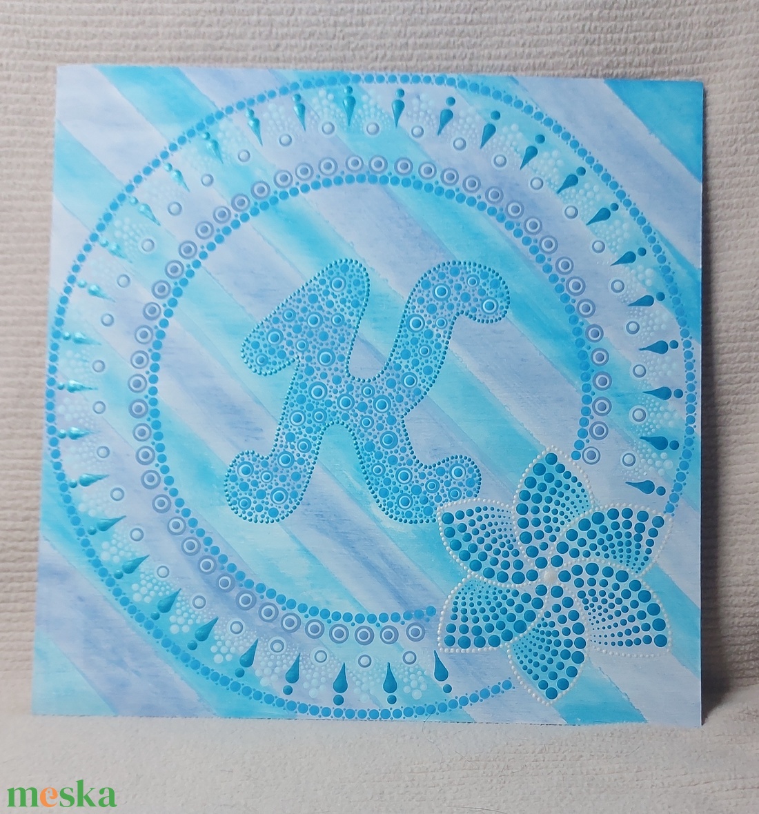 Pontfestés technikával készült monogram mandala - otthon & életmód - dekoráció - ajtó- és ablak dekoráció - ajtótábla - Meska.hu