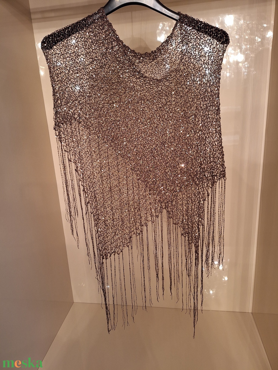 Kézzel kötött alkalmi poncs� - esküvő - kiegészítők - bolero és válltakaró - Meska.hu