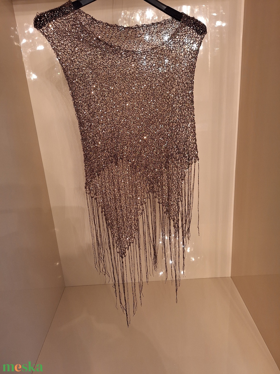 Kézzel kötött alkalmi poncs� - esküvő - kiegészítők - bolero és válltakaró - Meska.hu