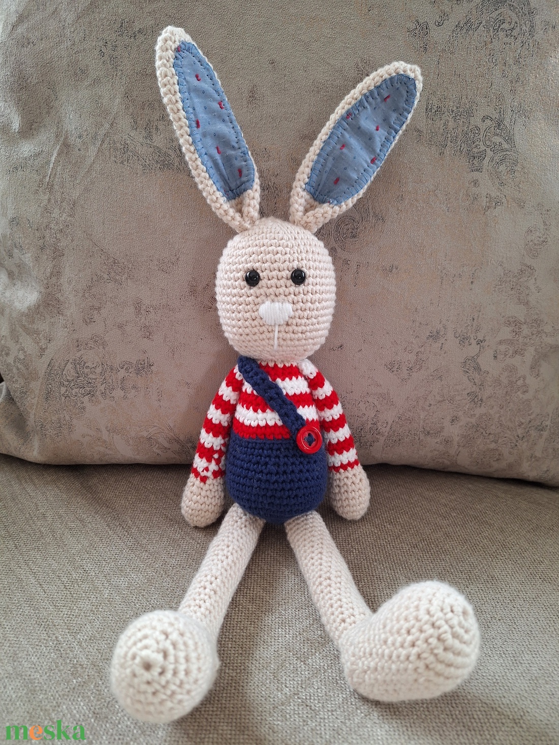 Horgolt nyuszifiú - játék & sport - plüssállat & játékfigura - nyuszi - Meska.hu