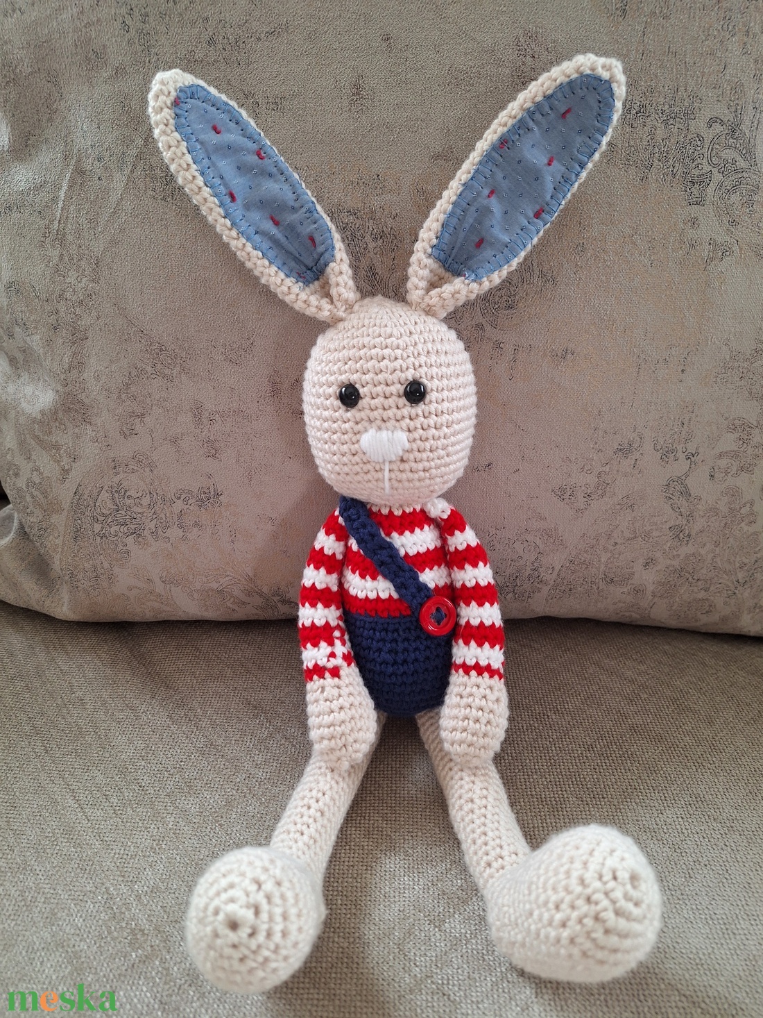 Horgolt nyuszifiú - játék & sport - plüssállat & játékfigura - nyuszi - Meska.hu