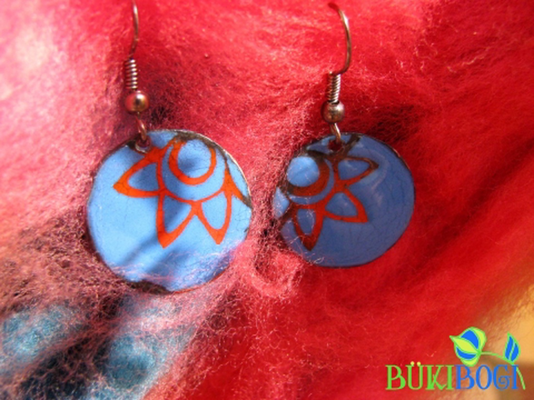 Napsugár tűzzománc fülbevaló -  - Meska.hu