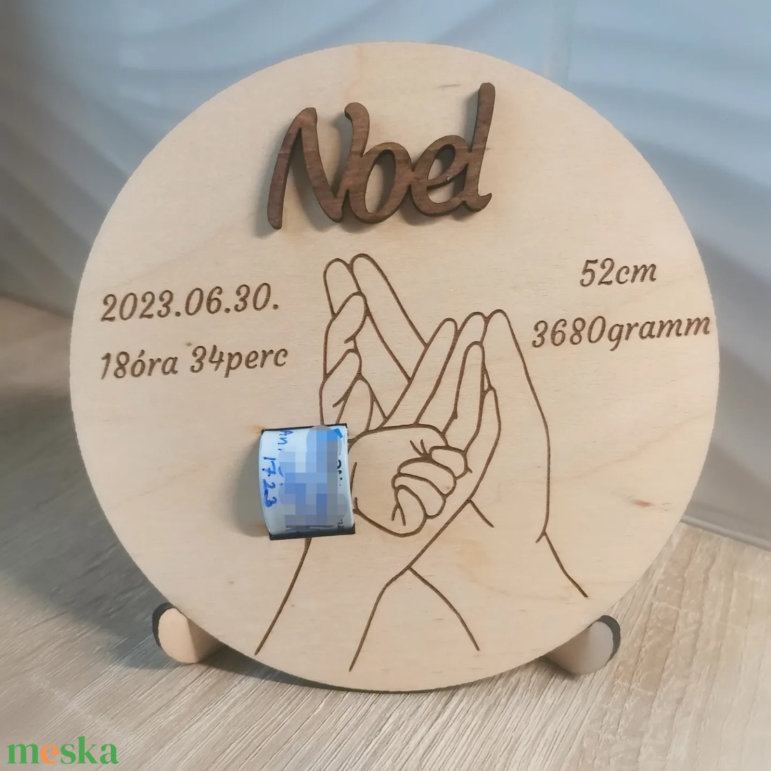 Megérkeztem tábla karszalagtartóval!  - otthon & életmód - babaszoba, gyerekszoba - babaszoba, gyerekszoba - Meska.hu