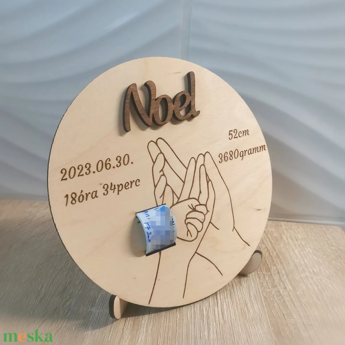 Megérkeztem tábla karszalagtartóval!  - otthon & életmód - babaszoba, gyerekszoba - babaszoba, gyerekszoba - Meska.hu