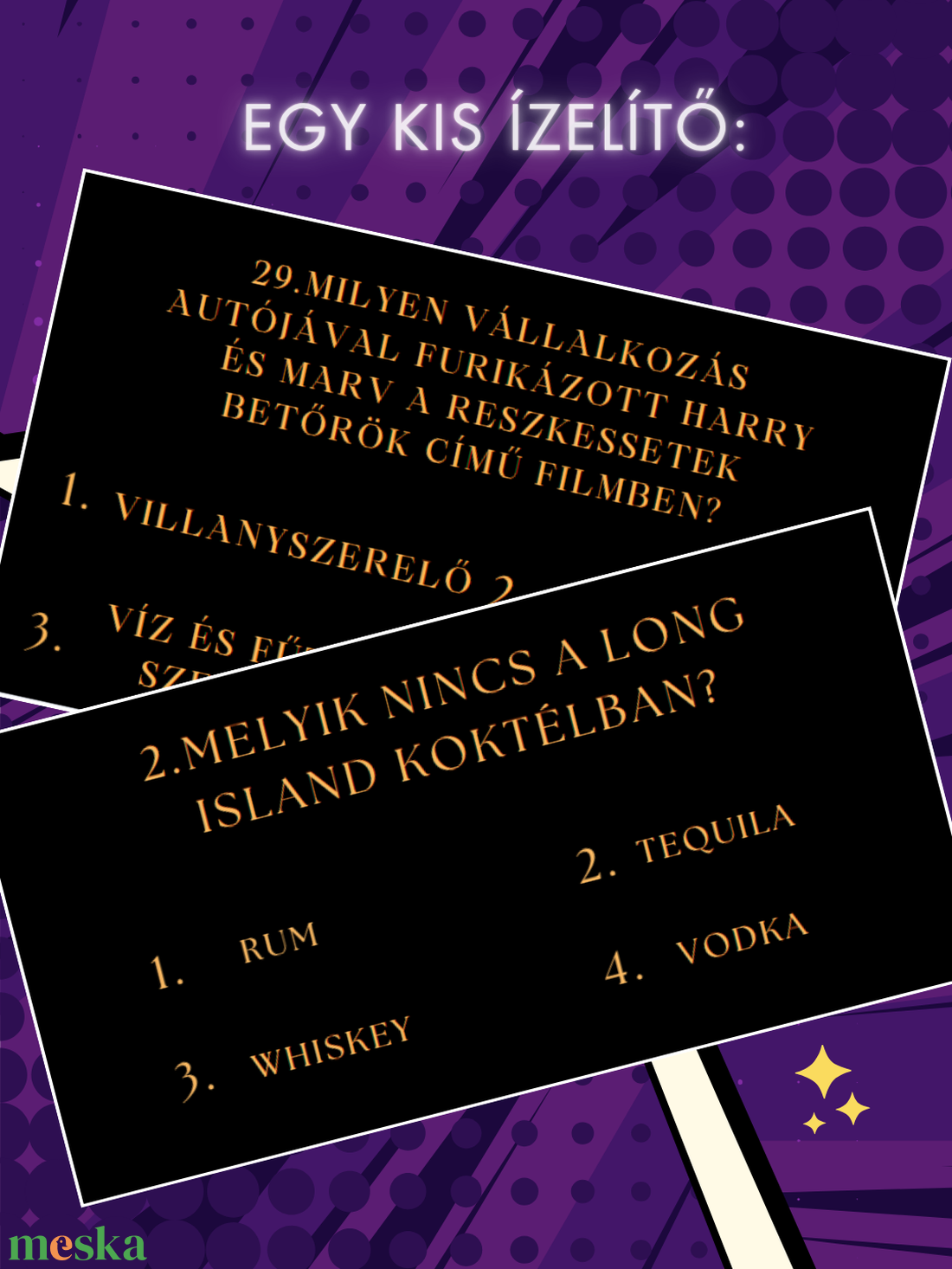 Kvízjáték felnőtteknek - játék & sport - készségfejlesztő és logikai játék - logikai játékok - Meska.hu