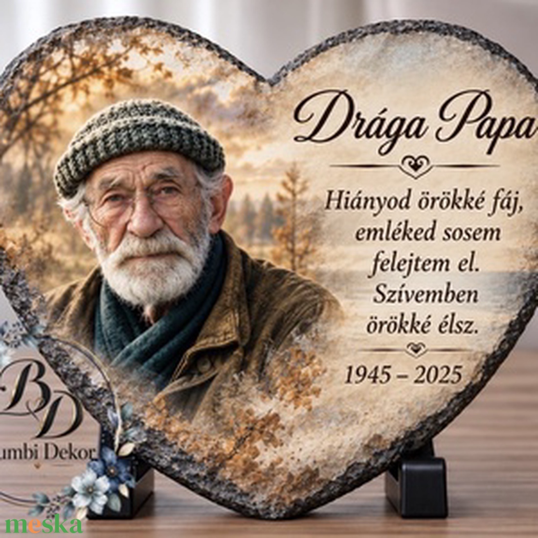 Kegyeleti Sírdísz ( szív forma kő) - otthon & életmód - vallás - temetkezési tárgy - sírdísz, kegyeleti dísz - Meska.hu
