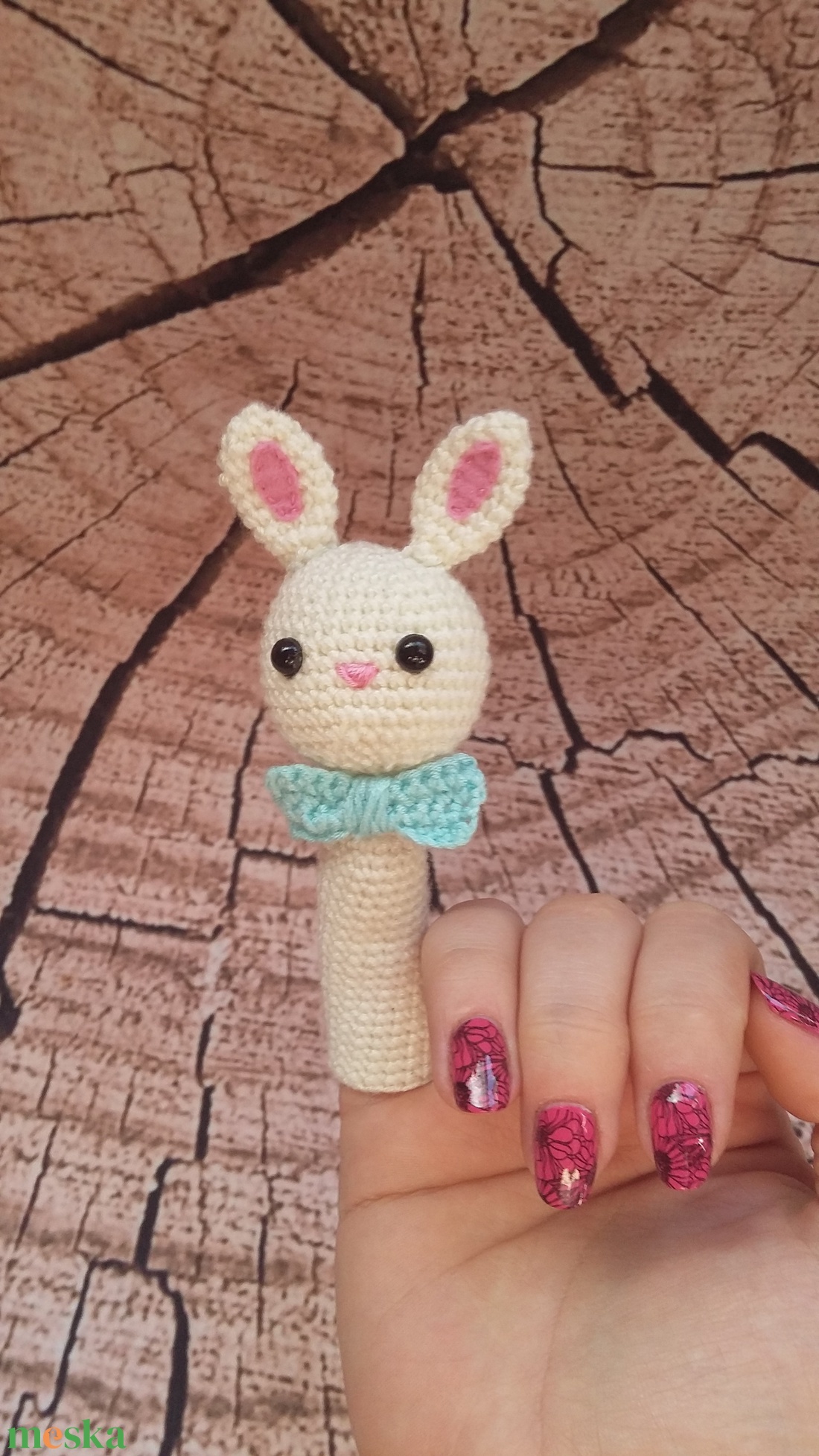 Horgolt Ujjbáb Nyuszi - játék & sport - plüssállat & játékfigura - nyuszi - Meska.hu