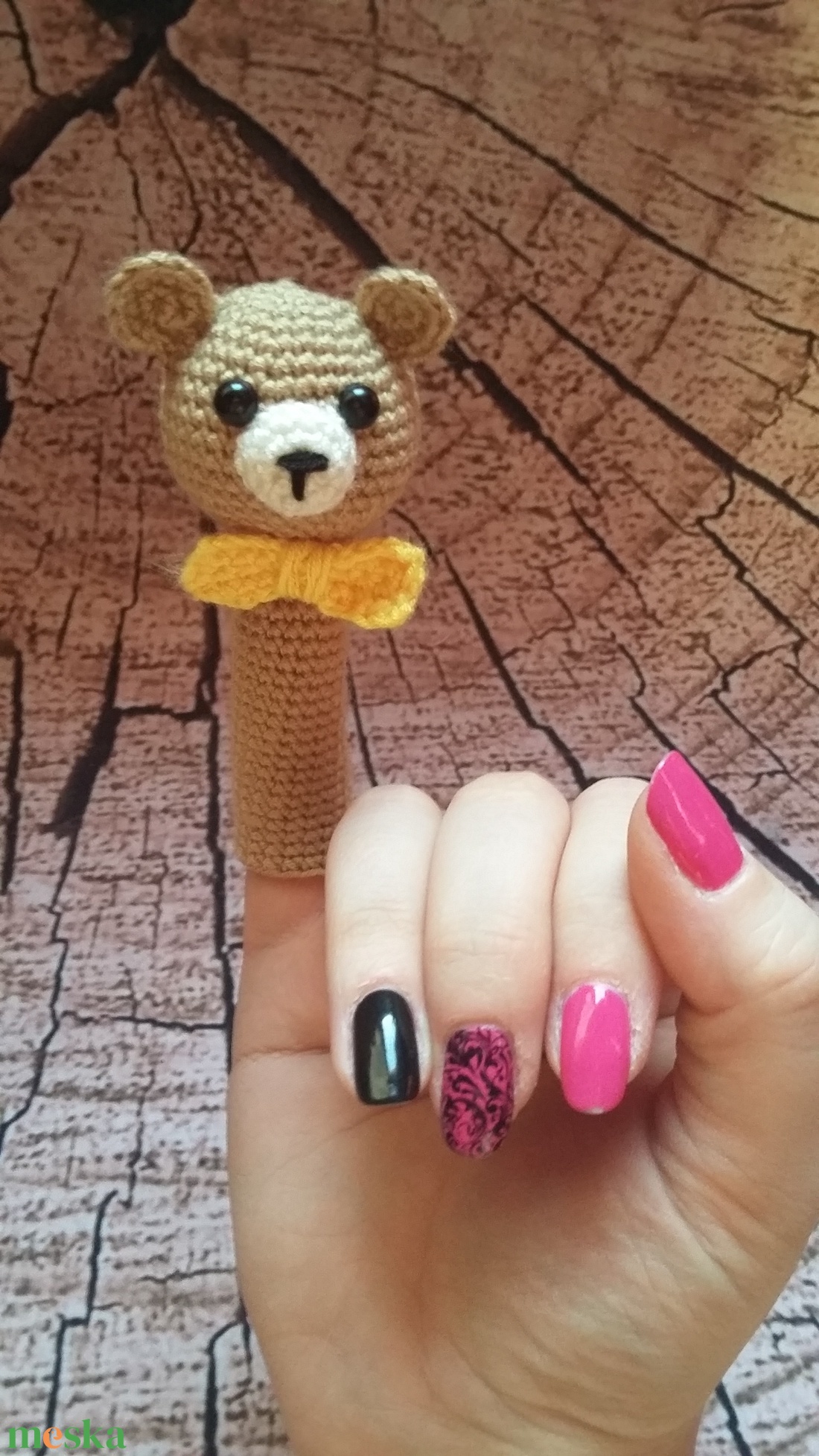 Horgolt Mackó Ujjbáb - játék & sport - bábok - ujjbáb - Meska.hu