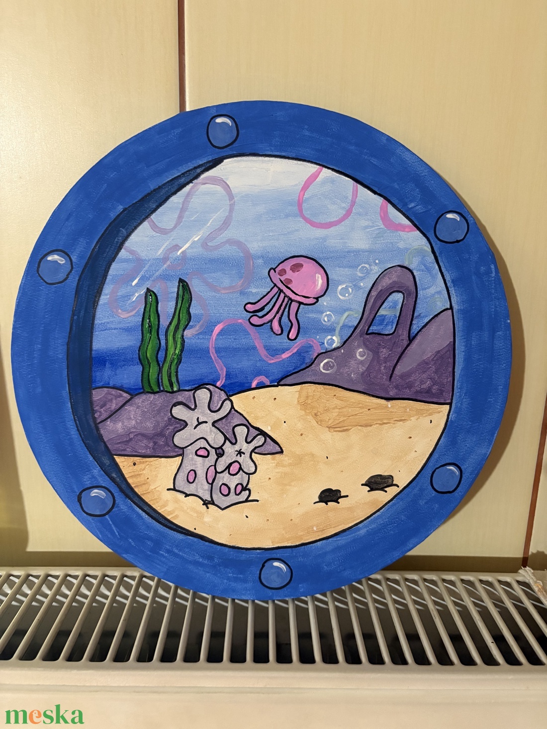 Spongebob ablak festmény - művészet - festmény - akril - Meska.hu