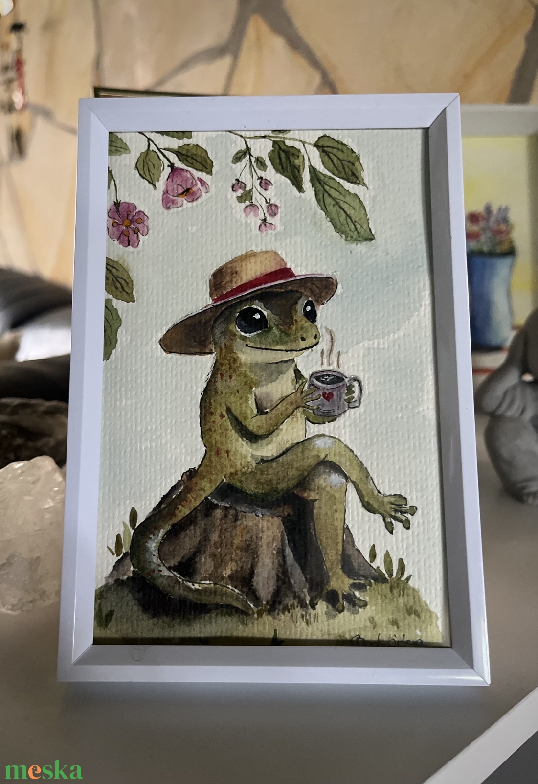 Szalmakalapos jó reggel - művészet - festmény - akvarell - Meska.hu