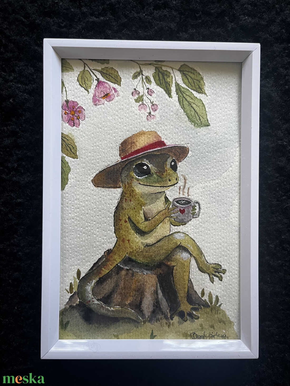 Szalmakalapos jó reggel - művészet - festmény - akvarell - Meska.hu