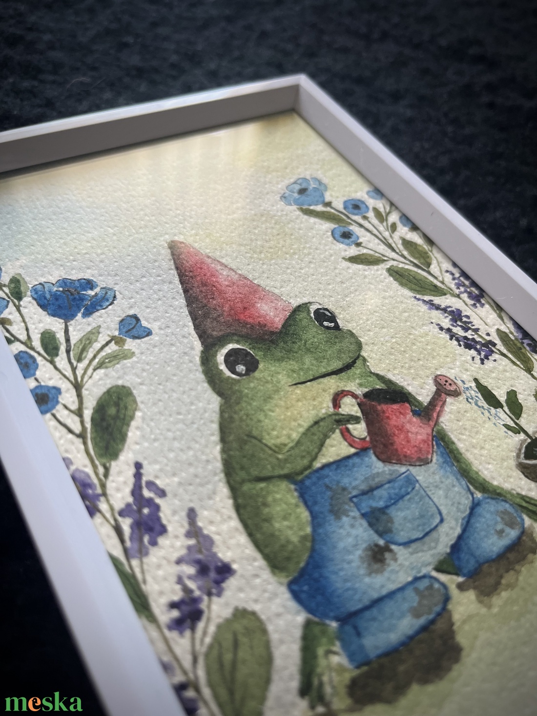 Kerti munka béka módra - művészet - festmény - akvarell - Meska.hu