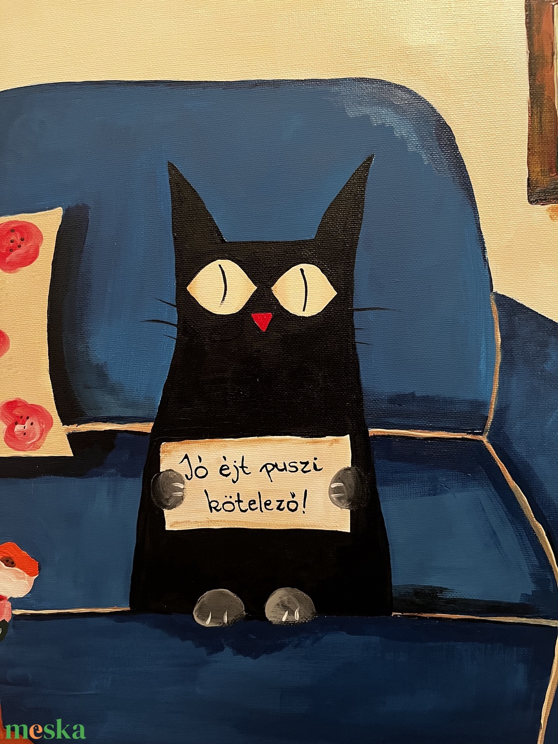 Jó éjt puszi kötelező! - művészet - festmény - akril - Meska.hu