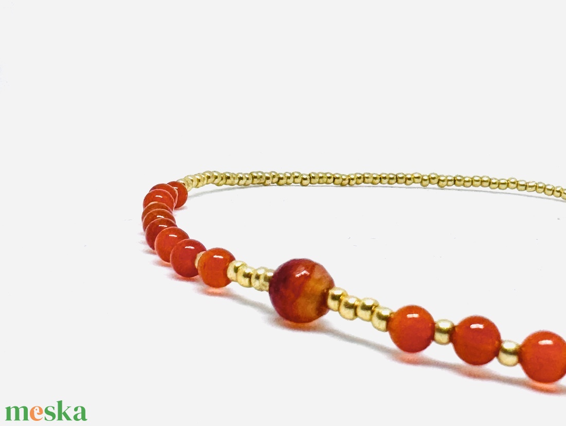 Karneol choker rejtett arany rózsával - ékszer - nyaklánc - medál nélküli nyaklánc - Meska.hu