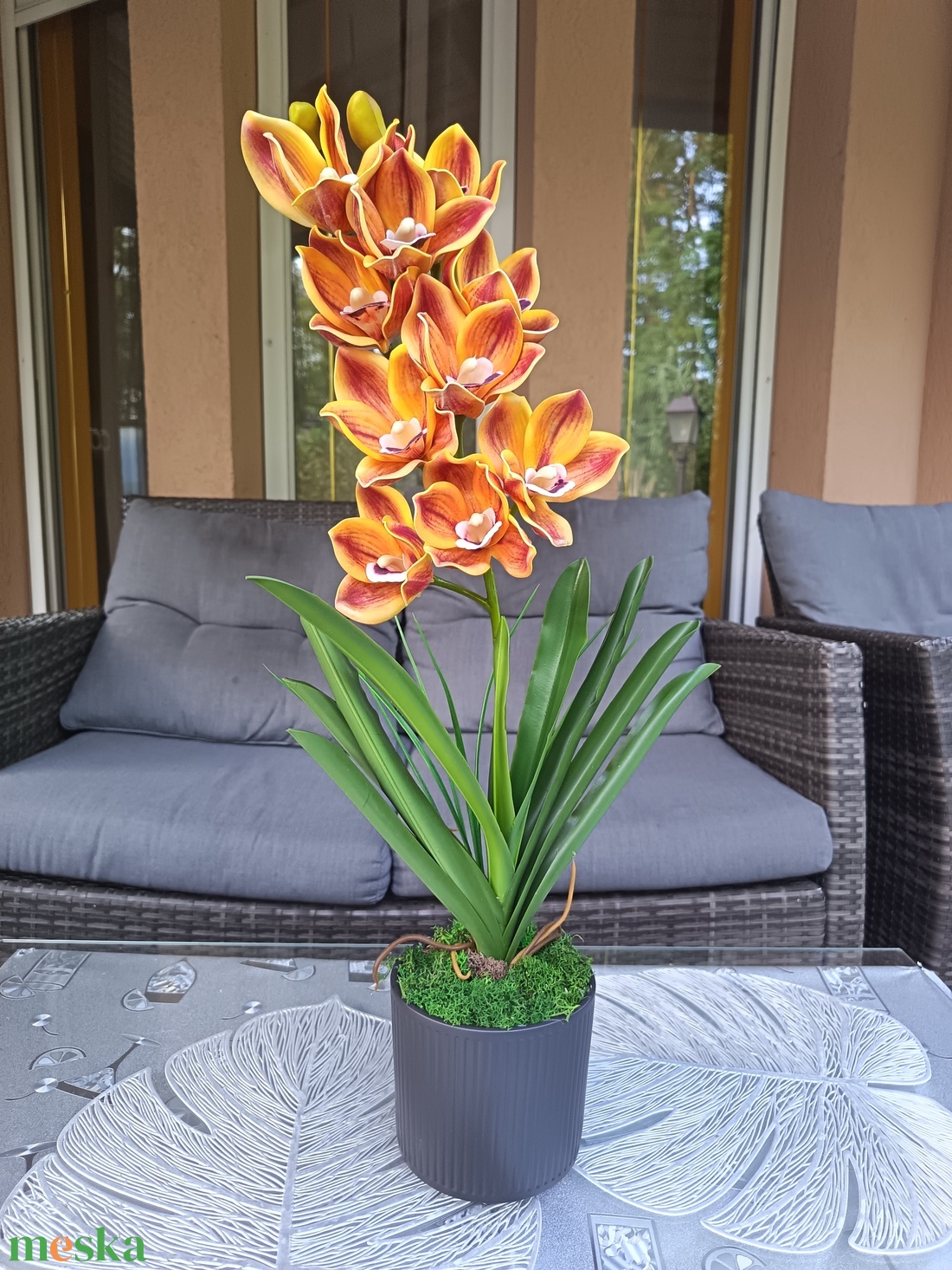 Különleges orchidea dekoráció kerámiakaspóban  - otthon & életmód - dekoráció - asztal és polc dekoráció - asztaldísz - Meska.hu