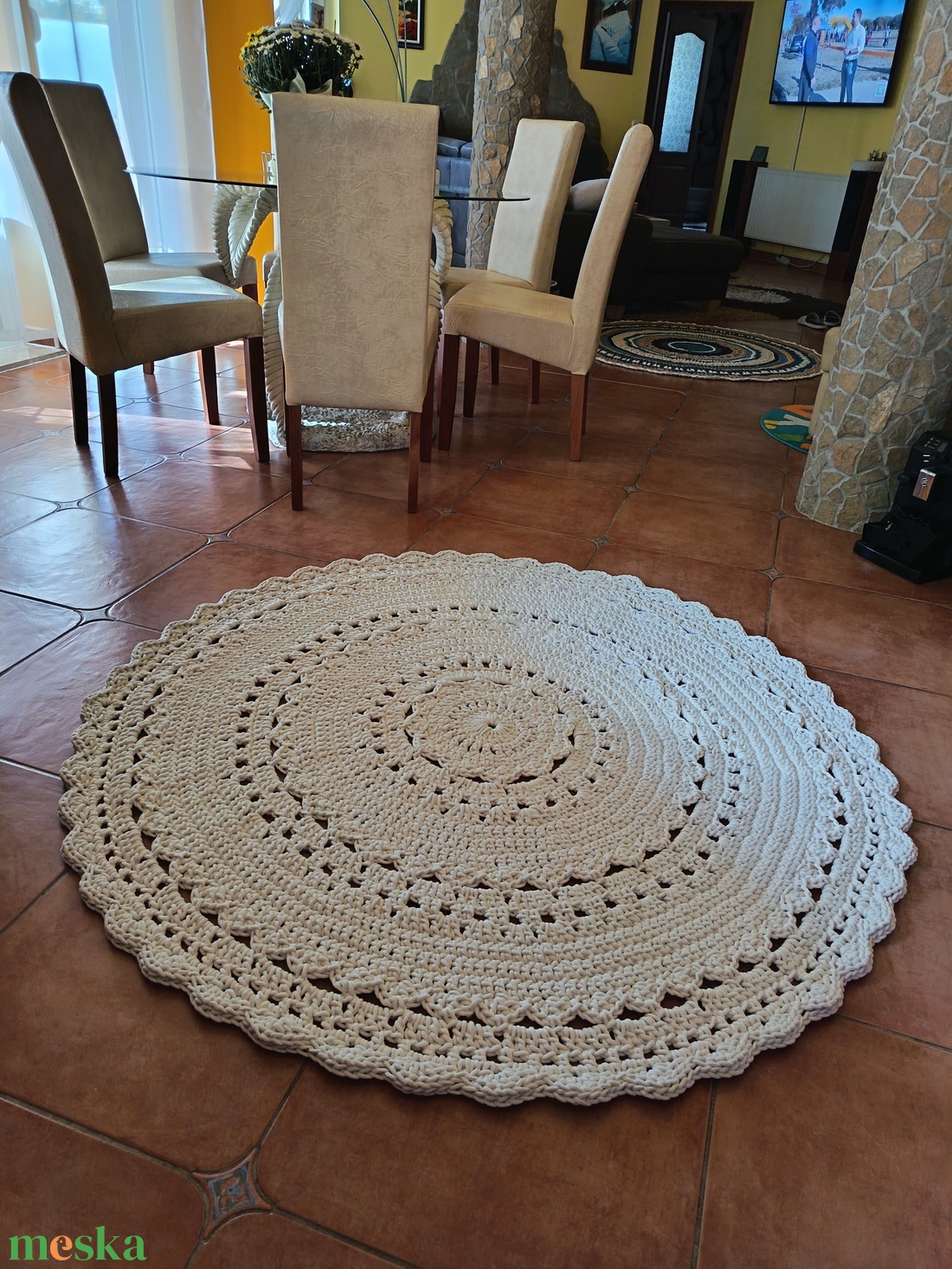 Horgolt pamutszőnyeg ekrü színben (150 cm) - otthon & életmód - lakástextil - szőnyeg - horgolt szőnyeg - Meska.hu  Horgolt pamutszőnyeg ekrü színben (150 cm) - otthon & életmód - lakástextil - szőnyeg - horgolt szőnyeg - Meska.hu