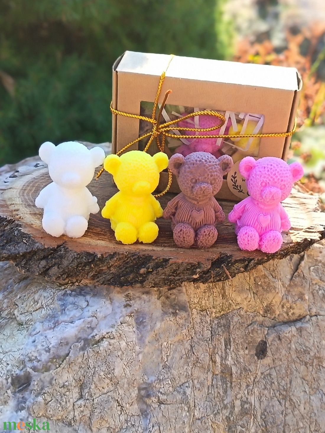 Szappan maci szett  kézműves ajándék díszdobozban - szépségápolás - szappan & fürdés - kézműves szappan - Meska.hu