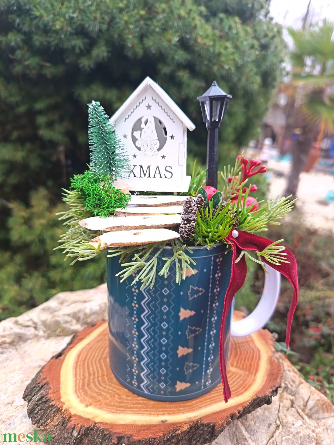 Bögrés karácsonyi asztaldísz  - karácsony - adventi díszek - adventi asztaldísz - Meska.hu