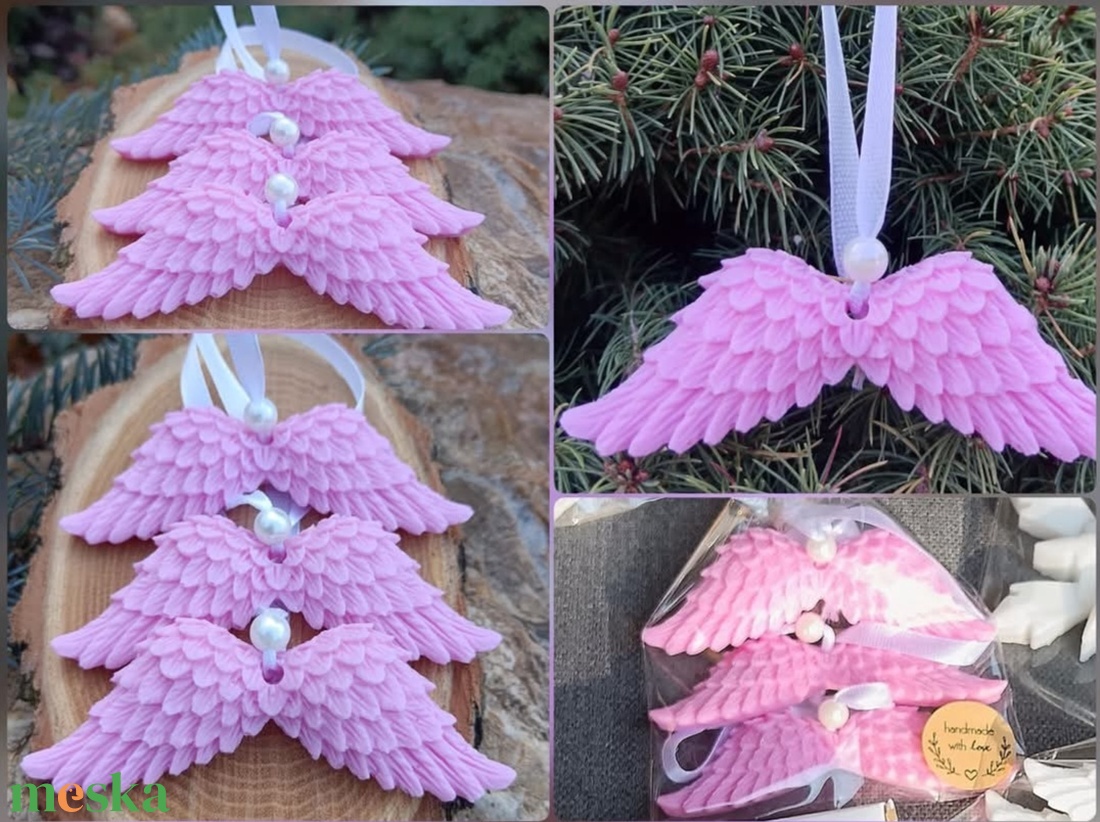 Angyalszárny alakú szappanok, 3 db-os szettben   - szépségápolás - szappan & fürdés - kézműves szappan - Meska.hu