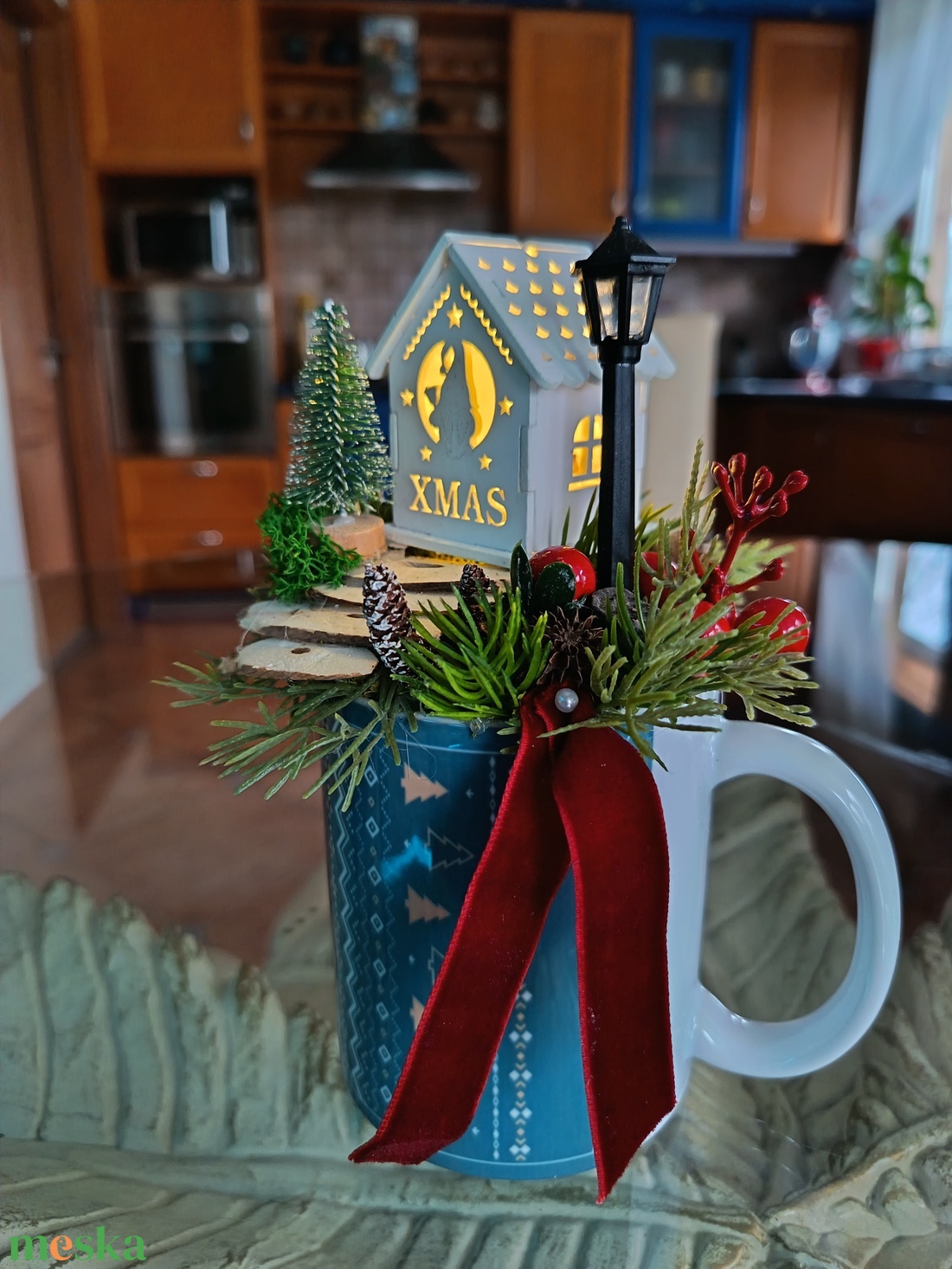 Bögrés karácsonyi asztaldísz  - karácsony - adventi díszek - adventi asztaldísz - Meska.hu