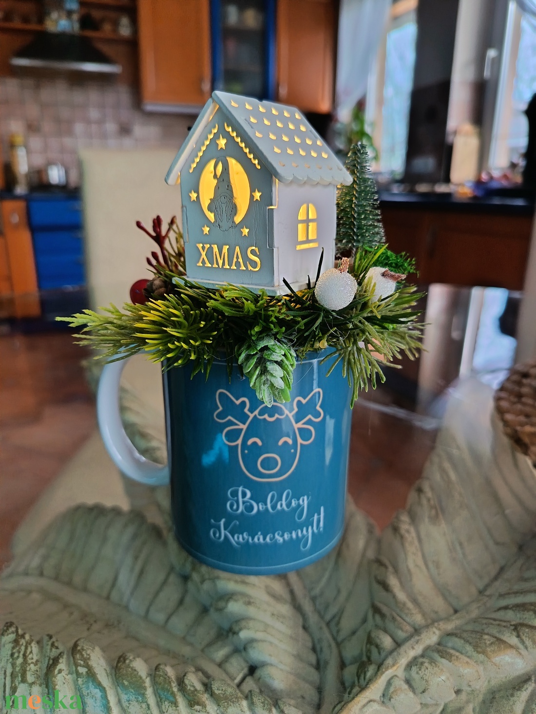 Bögrés karácsonyi asztaldísz  - karácsony - adventi díszek - adventi asztaldísz - Meska.hu