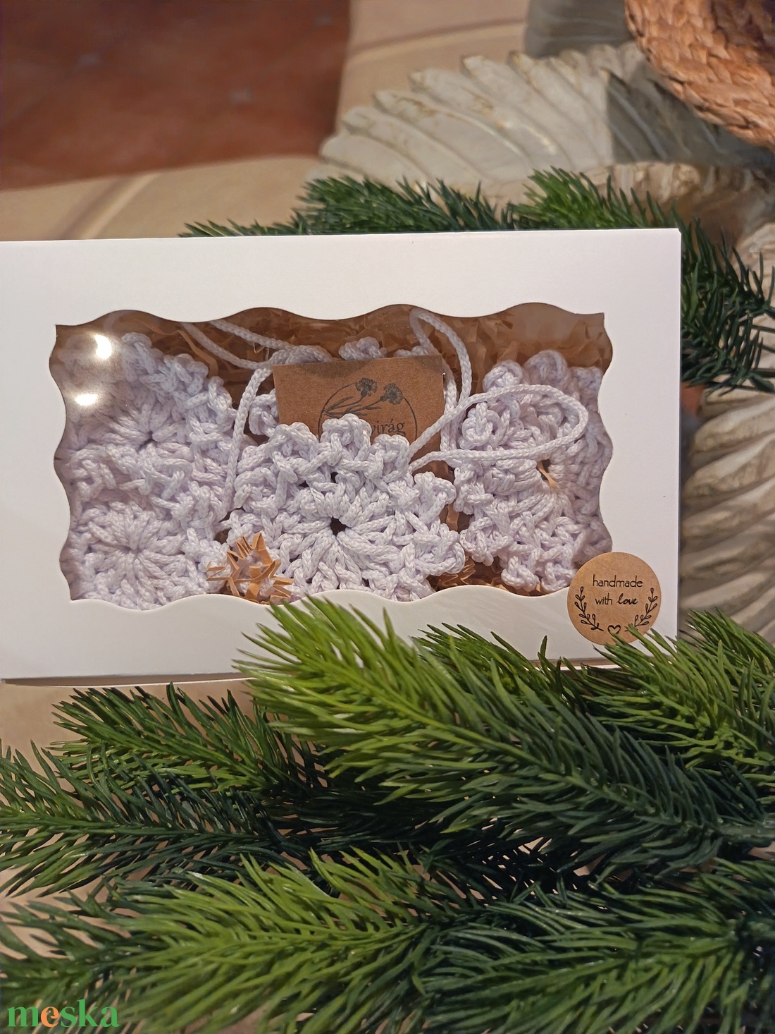 5 db-os horgolt karácsonyfadísz készlet  - karácsony - karácsonyi lakásdekoráció - karácsonyfadíszek - Meska.hu