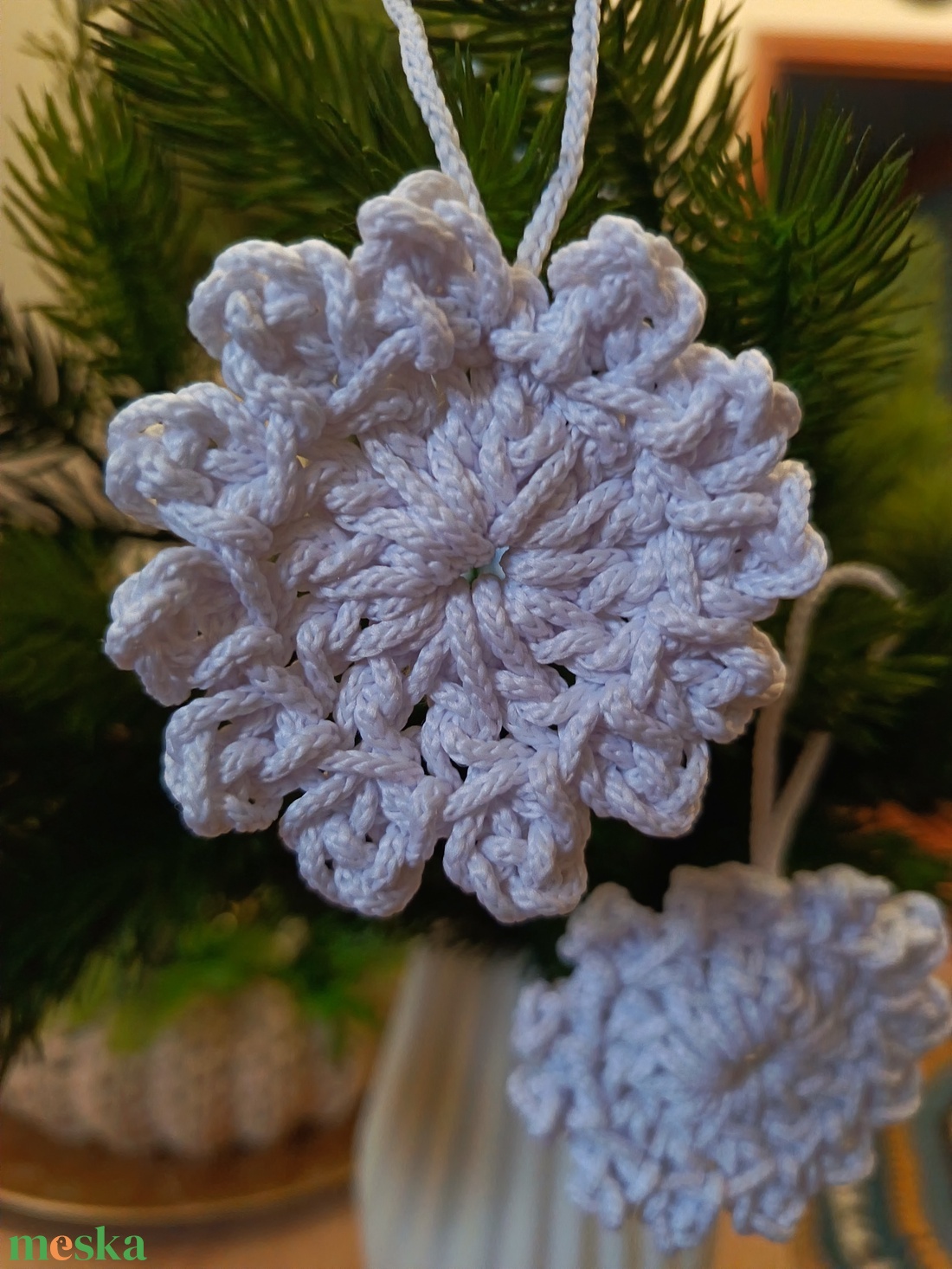 5 db-os horgolt karácsonyfadísz készlet  - karácsony - karácsonyi lakásdekoráció - karácsonyfadíszek - Meska.hu