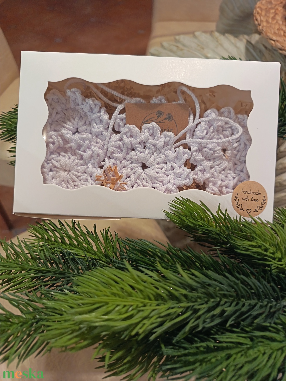 5 db-os horgolt karácsonyfadísz készlet  - karácsony - karácsonyi lakásdekoráció - karácsonyfadíszek - Meska.hu