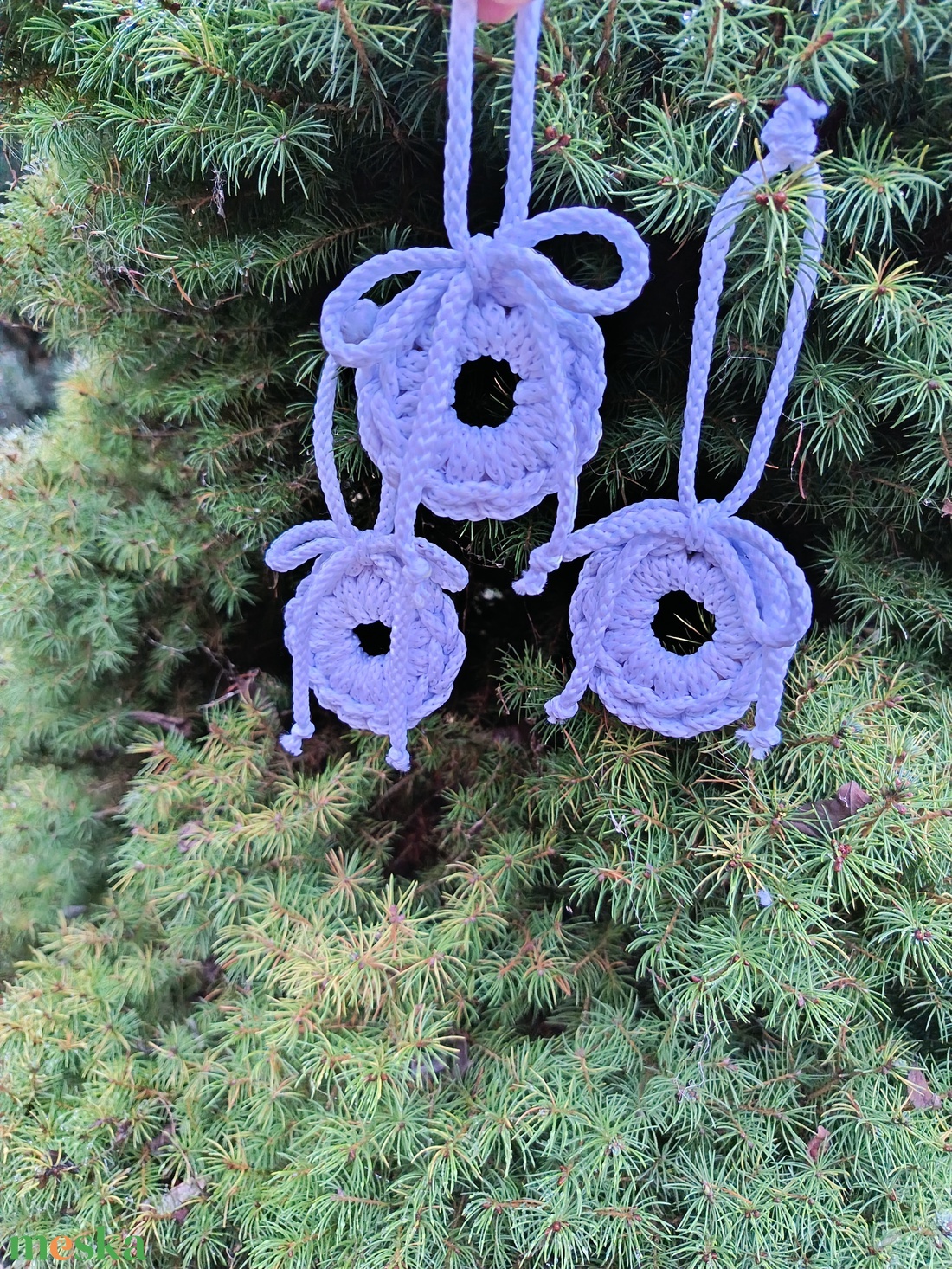 Horgolt karácsonyfadísz készlet - 3 db-os  - karácsony - karácsonyi lakásdekoráció - karácsonyfadíszek - Meska.hu