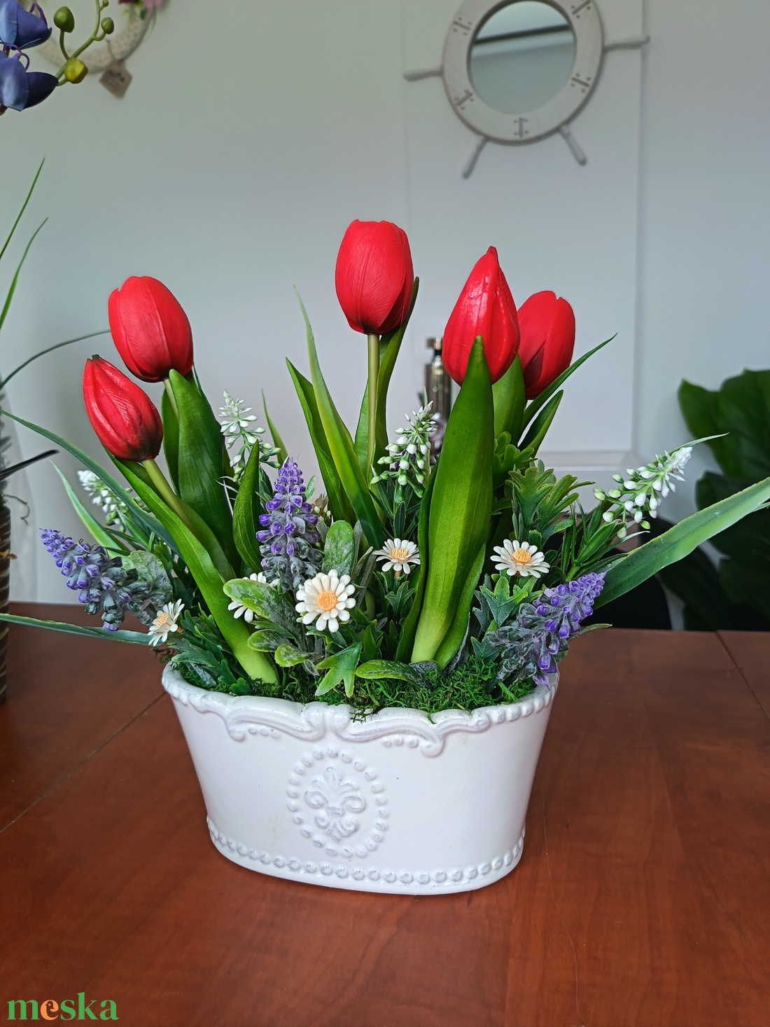Tavaszi tulipános asztaldísz  - otthon & életmód - dekoráció - asztal és polc dekoráció - asztaldísz - Meska.hu