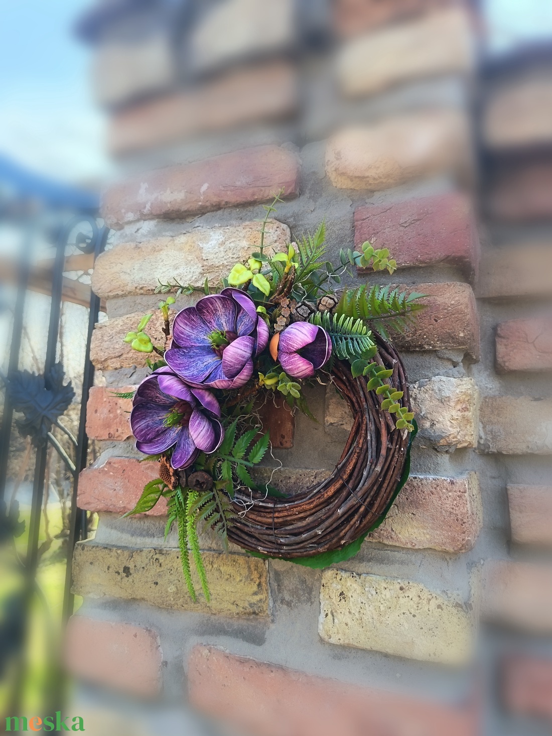 Lila magnóliás kézműves kopogtató  - otthon & életmód - dekoráció - ajtó- és ablak dekoráció - ajtódísz & kopogtató - Meska.hu