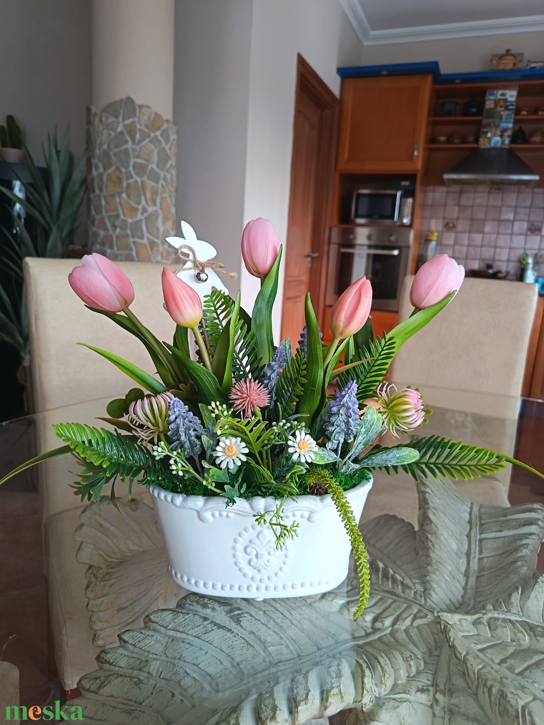 Tavaszi, tulipános asztaldísz  - otthon & életmód - dekoráció - asztal és polc dekoráció - asztaldísz - Meska.hu