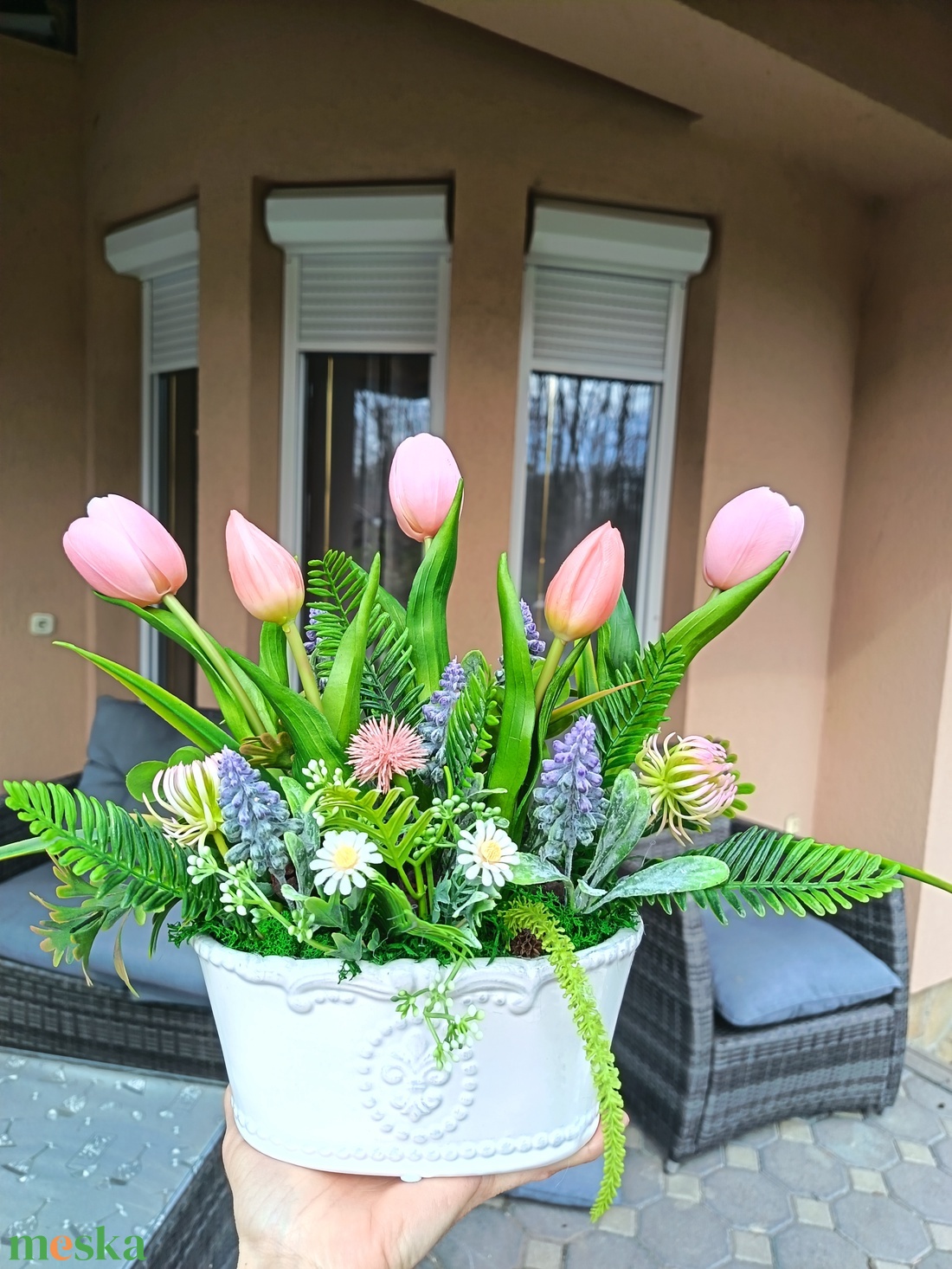 Tavaszi, tulipános asztaldísz  - otthon & életmód - dekoráció - asztal és polc dekoráció - asztaldísz - Meska.hu