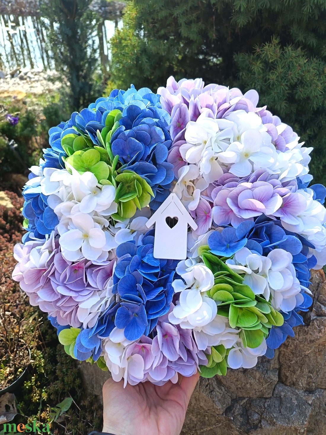 Hortenziás kopogtató/falidísz  - otthon & életmód - dekoráció - ajtó- és ablak dekoráció - ajtódísz & kopogtató - Meska.hu