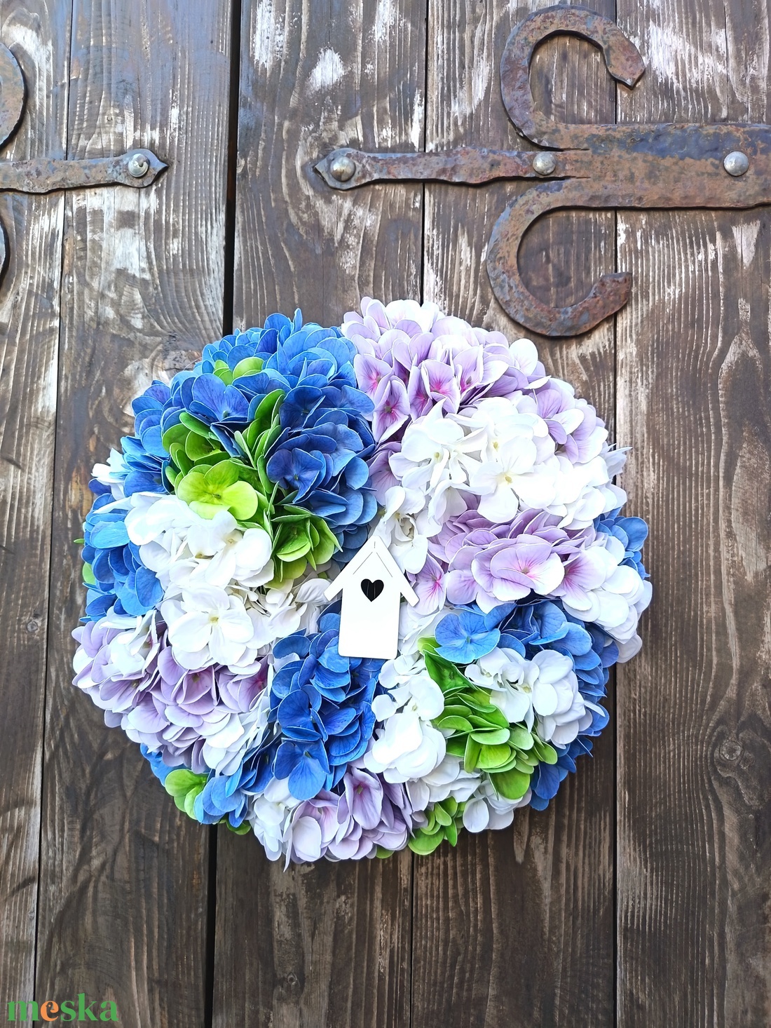 Hortenziás kopogtató/falidísz  - otthon & életmód - dekoráció - ajtó- és ablak dekoráció - ajtódísz & kopogtató - Meska.hu