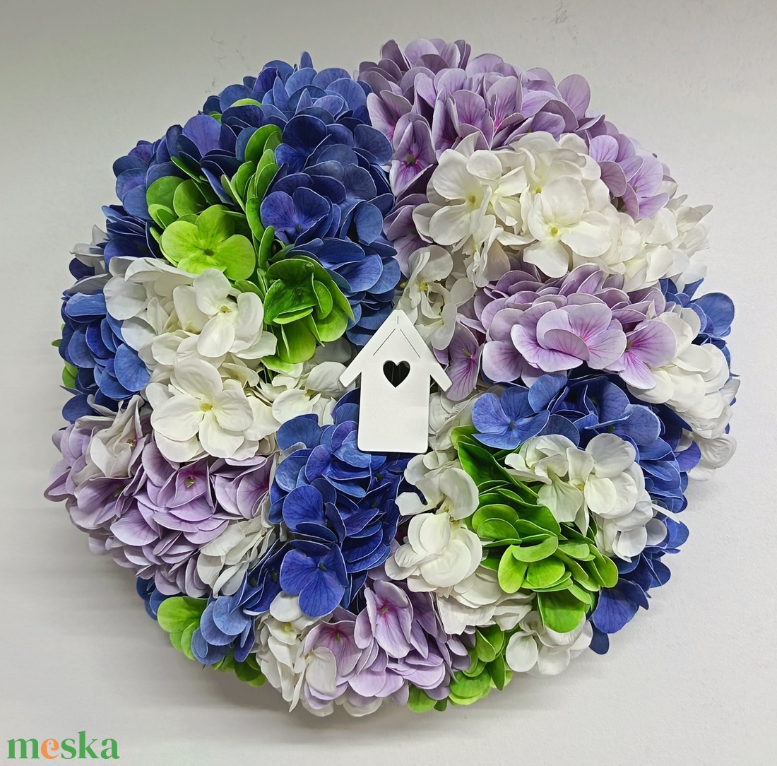 Hortenziás kopogtató/falidísz  - otthon & életmód - dekoráció - ajtó- és ablak dekoráció - ajtódísz & kopogtató - Meska.hu