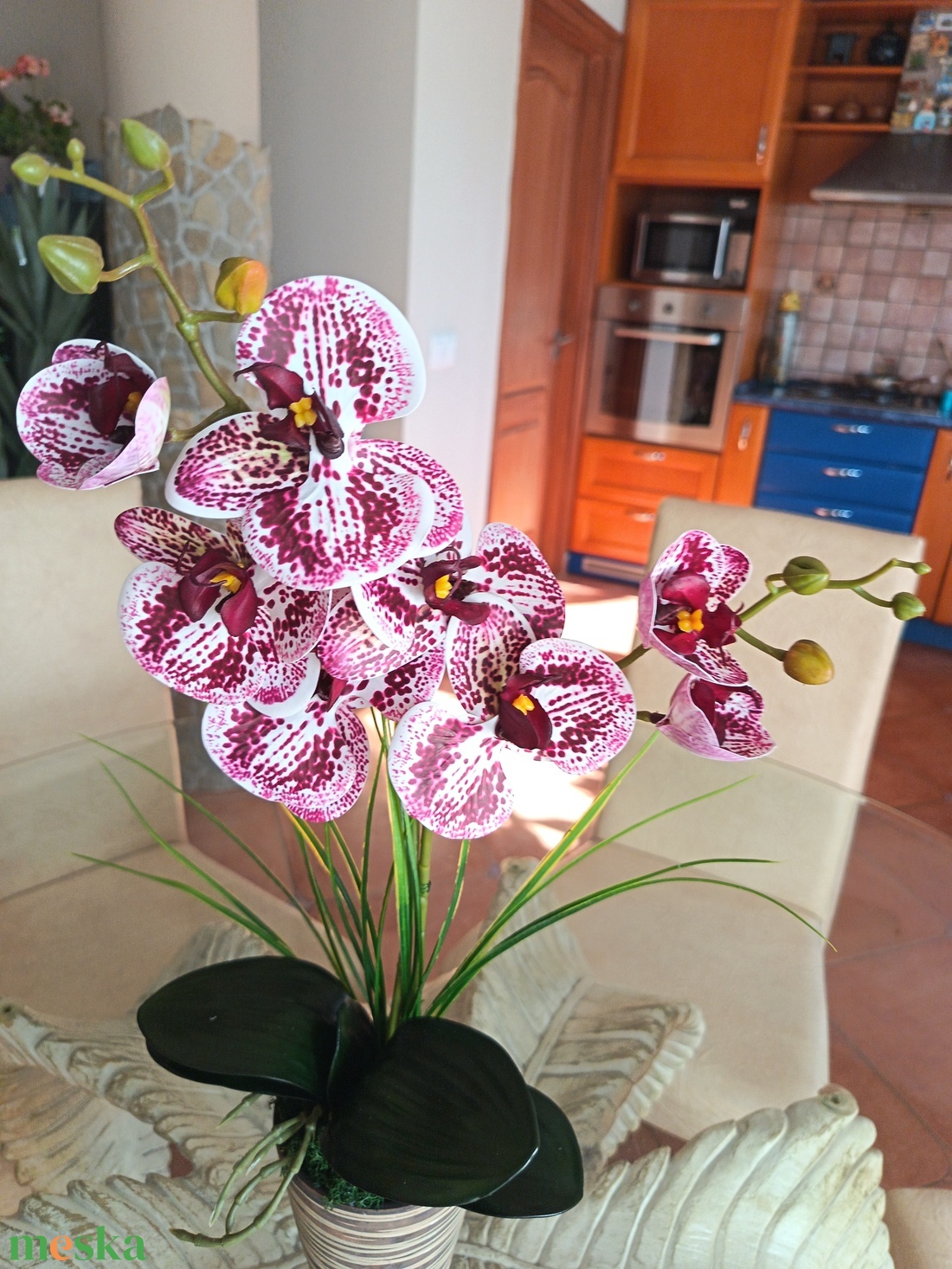 Elegáns, élethű orchidea dekoráció kerámiakaspóban  - otthon & életmód - dekoráció - asztal és polc dekoráció - asztaldísz - Meska.hu
