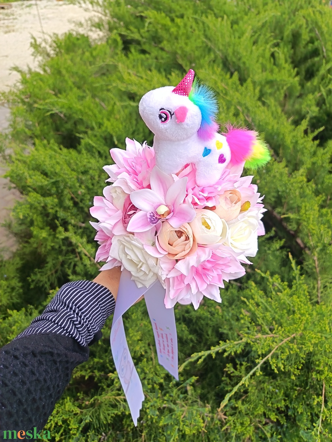  Unikornisos ovis ballagási csokor - otthon & életmód - virágdekoráció - virágok - virágcsokor - Meska.hu