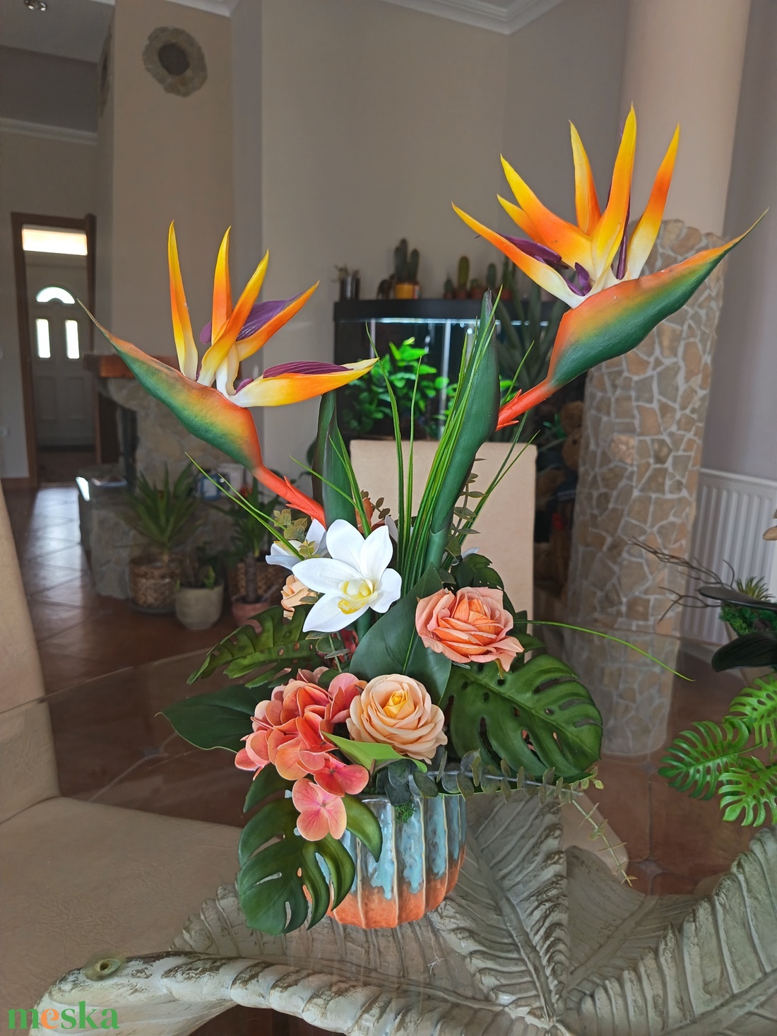 Papagájvirágos kompozíció  - otthon & életmód - dekoráció - asztal és polc dekoráció - asztaldísz - Meska.hu