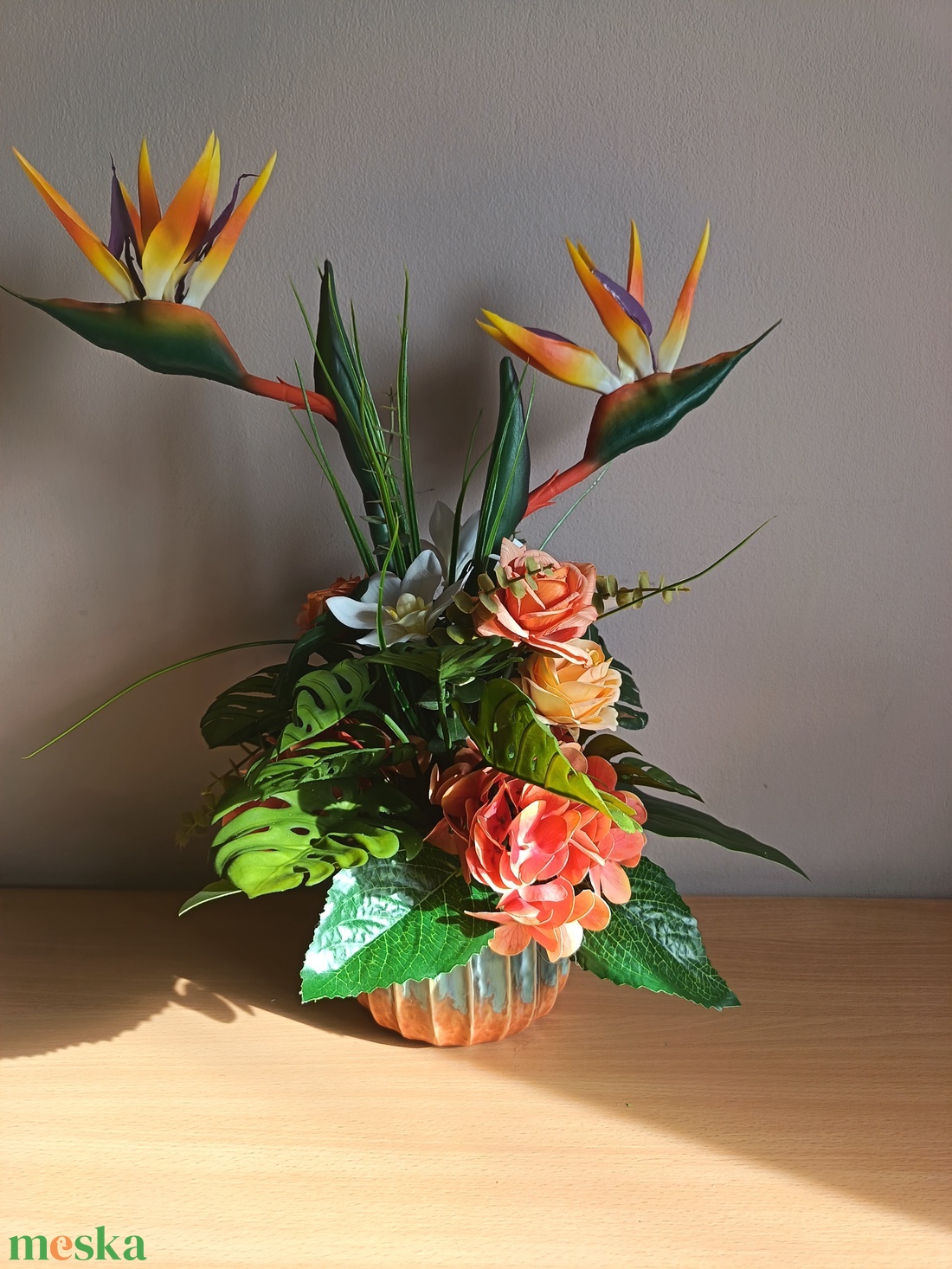 Papagájvirágos kompozíció  - otthon & életmód - dekoráció - asztal és polc dekoráció - asztaldísz - Meska.hu