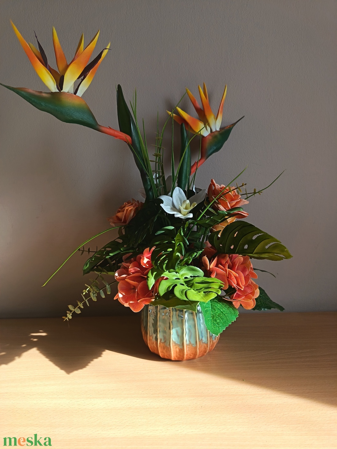 Papagájvirágos kompozíció  - otthon & életmód - dekoráció - asztal és polc dekoráció - asztaldísz - Meska.hu