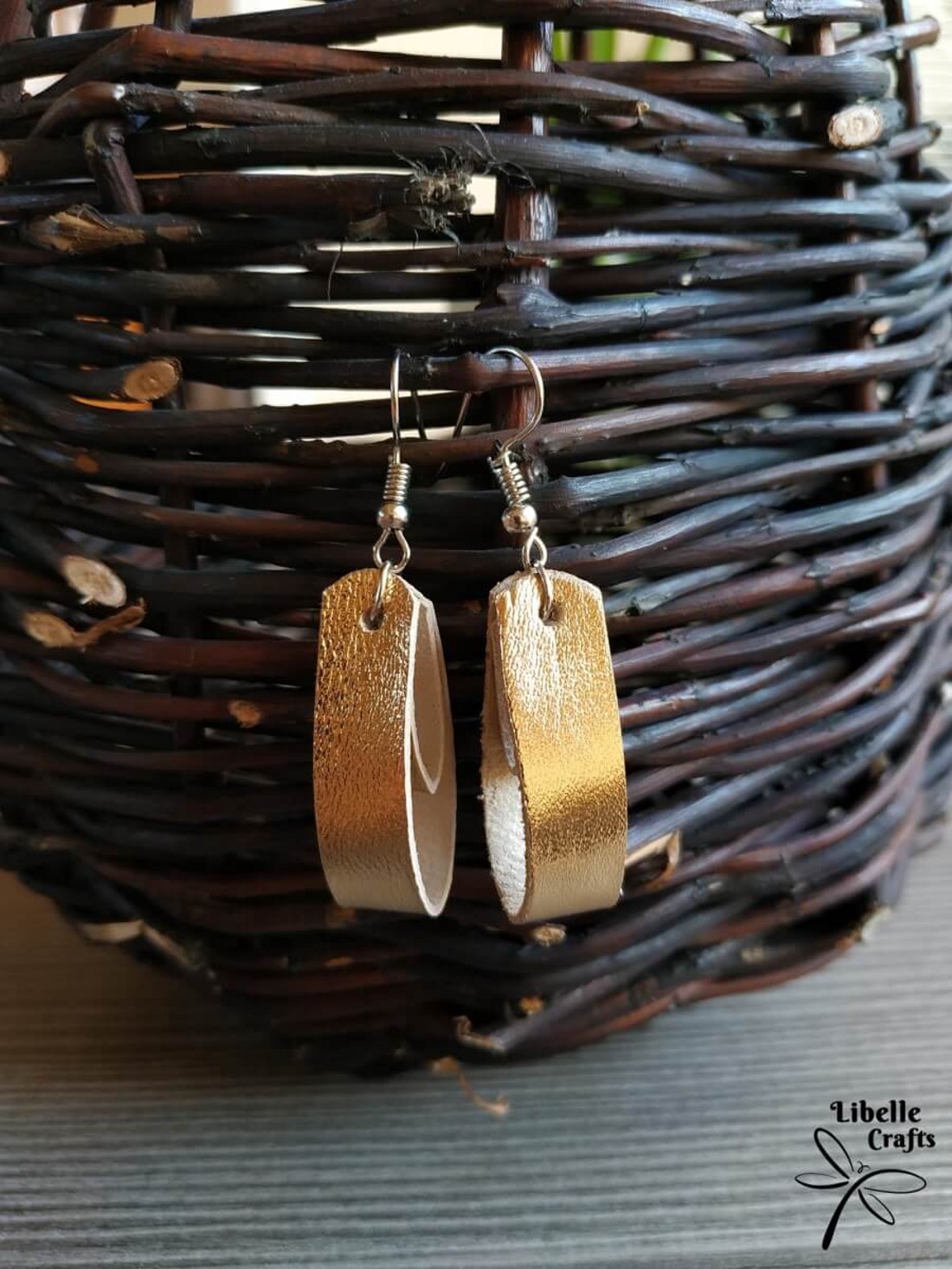 Arany, dupla csepp alakú fülbevaló - ékszer - fülbevaló - lógó fülbevaló - Meska.hu