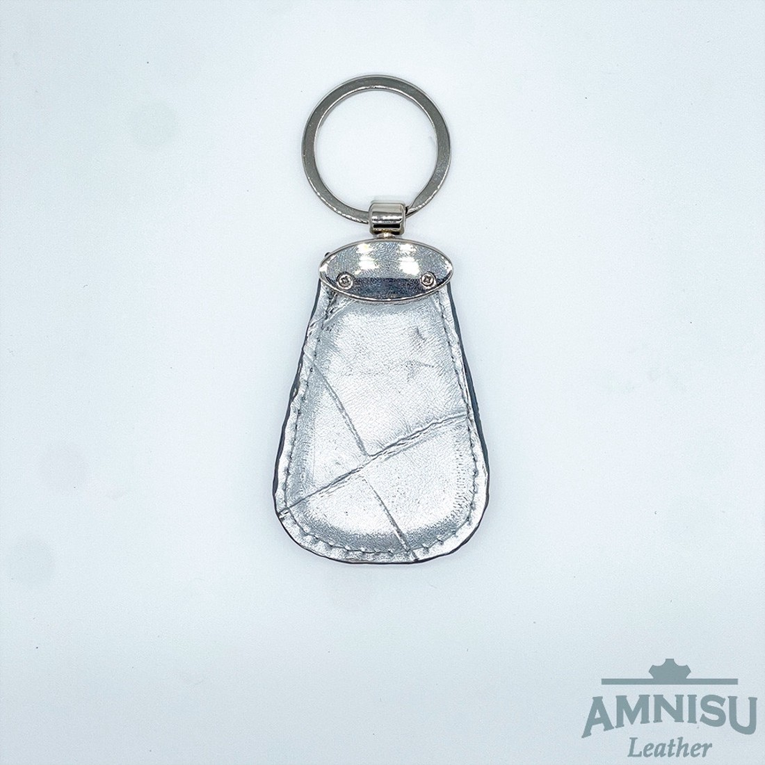 Ezüst krokkómintás csepp alakú swarovski köves bőr kulcstartó H1002OK - táska & tok - kulcstartó & táskadísz - kulcstartó - Meska.hu