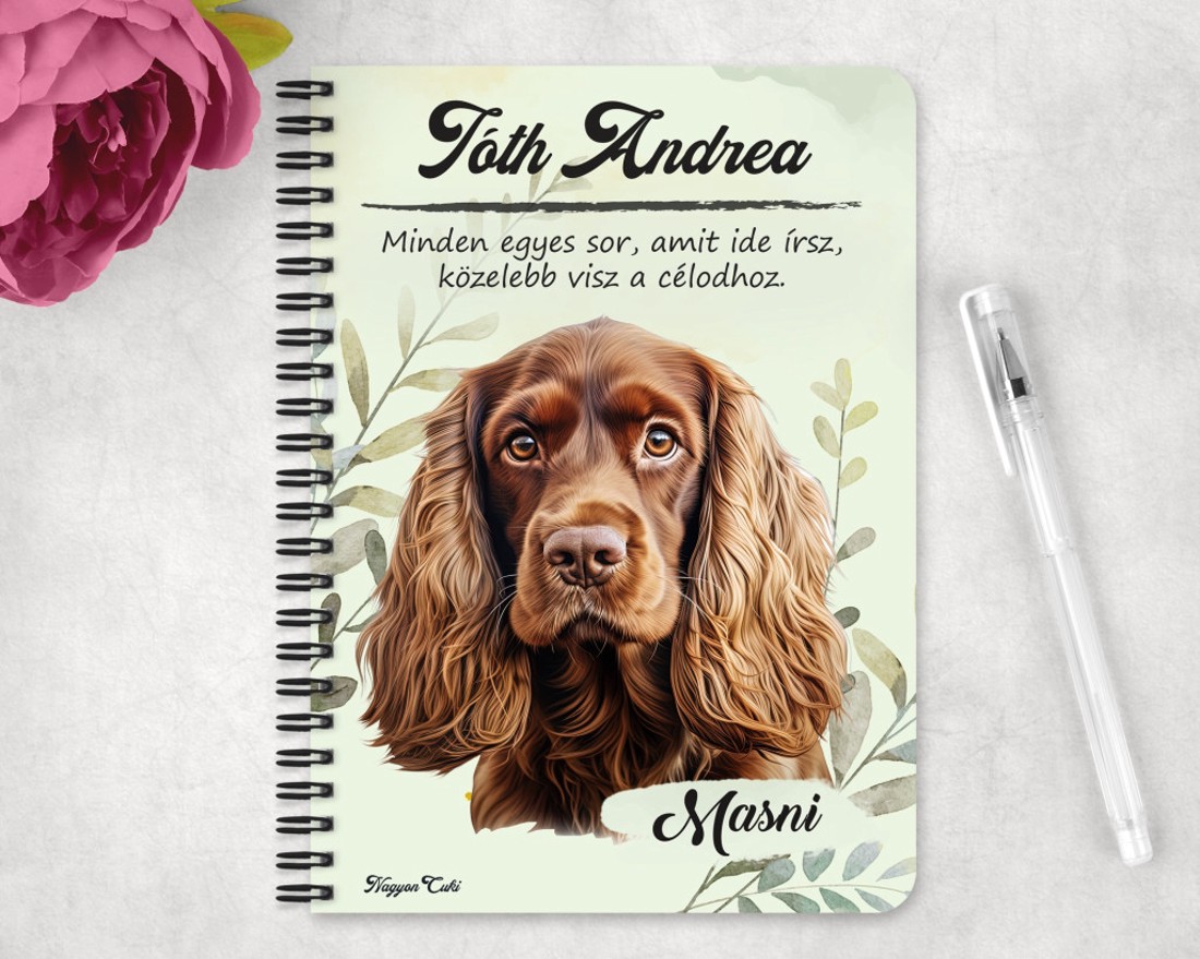 Személyre szabható - Barna Amerikai cocker spániel portré mintás A6-os füzet - otthon & életmód - papír, írószer - jegyzetfüzet & napló - Meska.hu