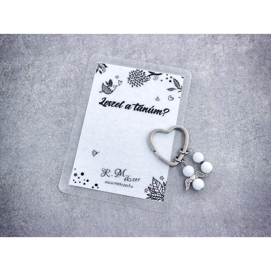 Leszel a tanúm kulcstartó tejkvarccal - esküvő - meghívó & kártya - tanú felkérő - Meska.hu