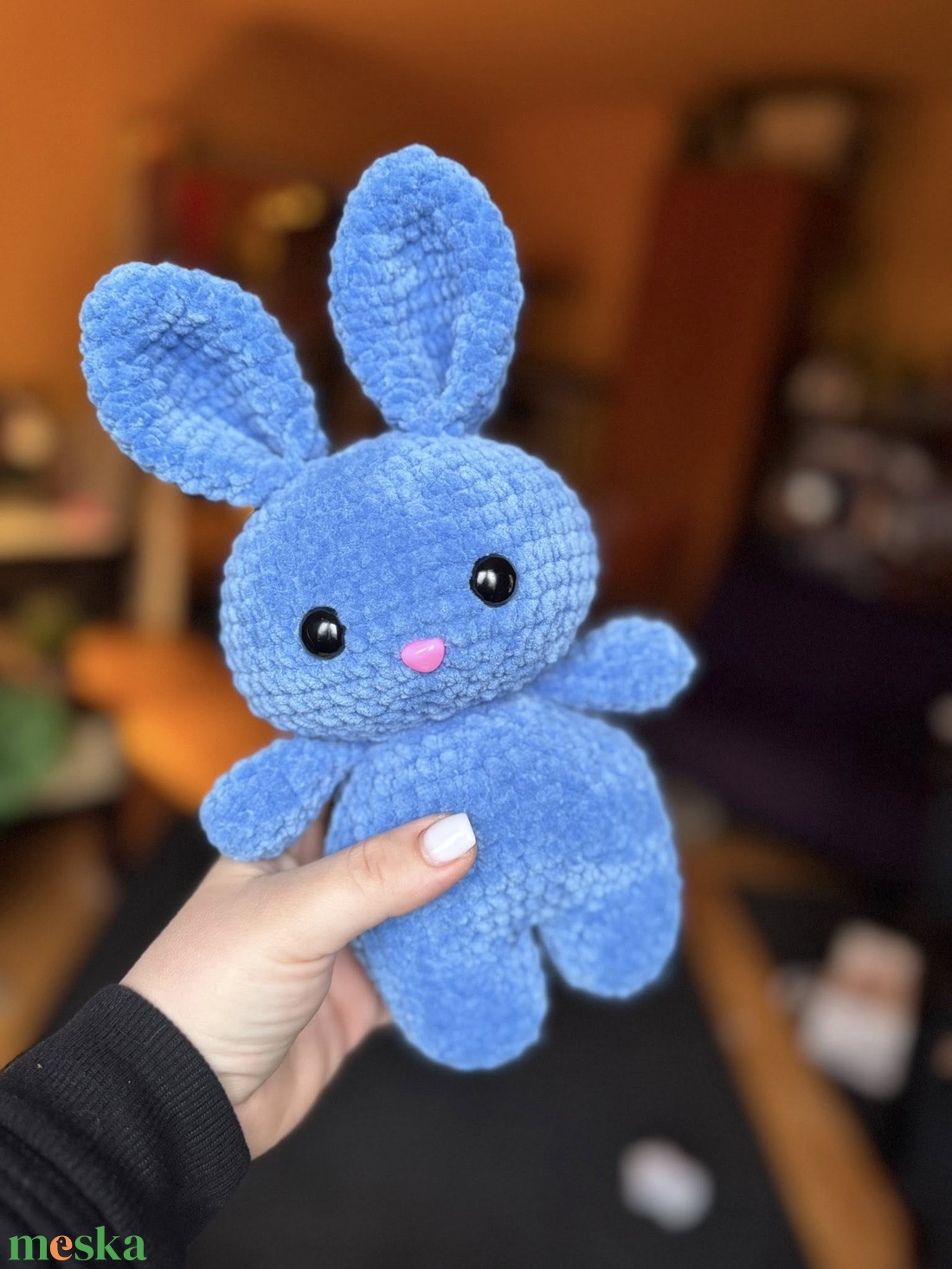 Kék pufi nyuszi �� - játék & sport - plüssállat & játékfigura - nyuszi - Meska.hu