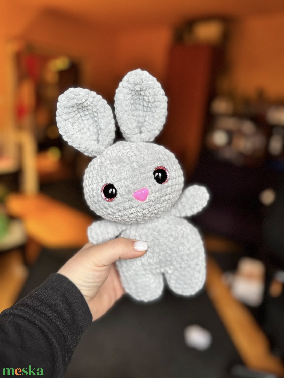 Szürke pufi nyuszi �� - játék & sport - plüssállat & játékfigura - nyuszi - Meska.hu