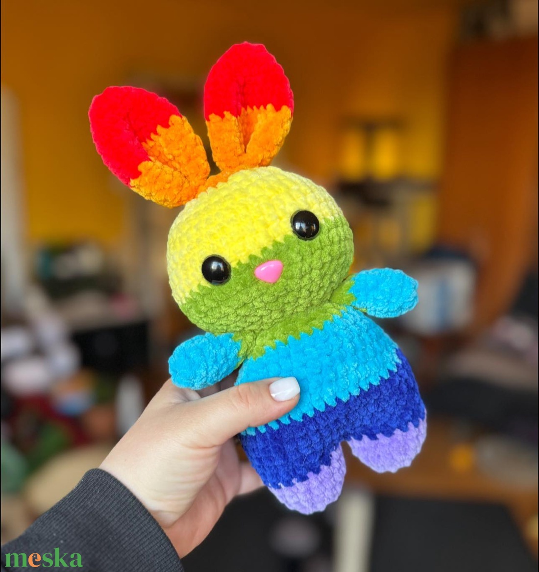 Szivárványos pufi nyuszi �� - játék & sport - plüssállat & játékfigura - nyuszi - Meska.hu